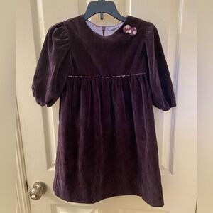 Busy Bees Purple Fine Ribbed Corduroy Dress Satin Lined Girls Size 6